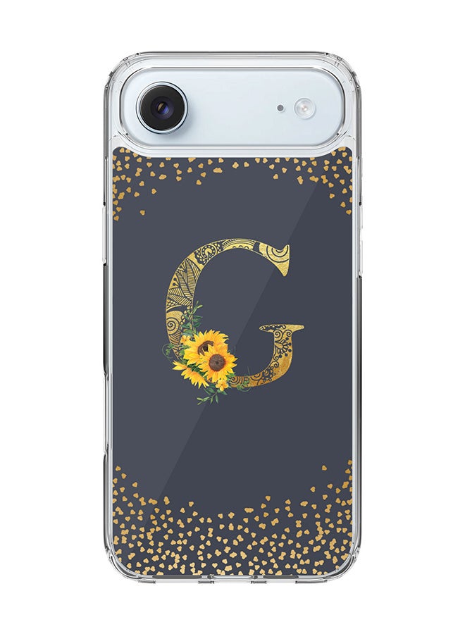 Stylizedd Classic Clear MagSafe Case for iPhone 17 Air , Hybrid Soft Case Flexible Edges Anti Drop TPU PC Gel Thin Transparent Cover [ Designed for iPhone 17 Air ] - Custom Monogram Initial Letter Floral Pattern Alphabet - G  (Grey )