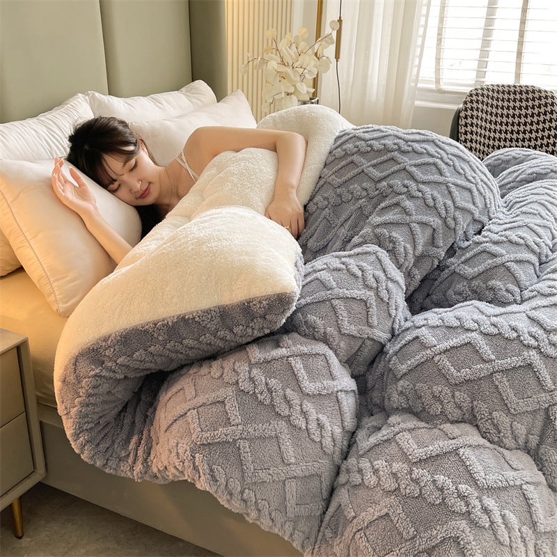 Winter Taffeta Quilt Core Milk Velvet Quilt Double-Sided Velvet Winter Quilt Warm Lamb Velvet Spring & Fall Quilt Cotton Bedding Antibacterial - Image 1