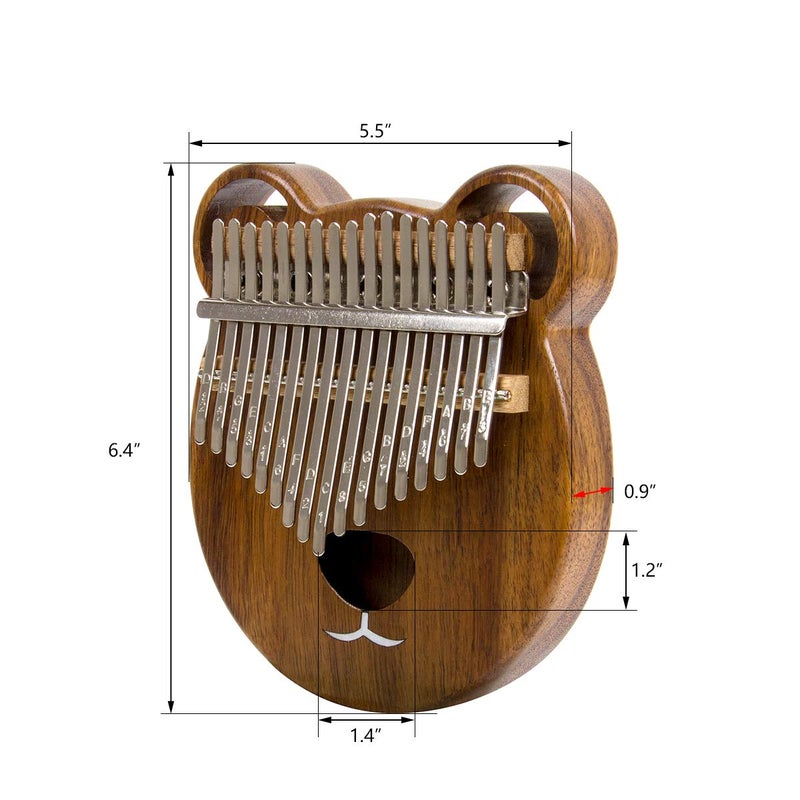 AKLOT Thumb Piano, AKLOT Bear Kalimba Solid Wood 17 Keys Finger Piano Start Kits with Protective Case Tuning Hammer Study Booklet Cleaning Cloth - Image 2