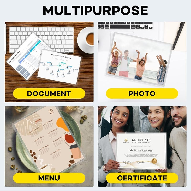 OPENFIRST ® كيس تغليف A3 – 250 ميكرون، لمسة لامعة شفافة، حراري ومقاوم للماء – مثالي للشهادات المنزلية، والمكتبية، والمدرسية، وبطاقات الهوية، والصور، والمستندات (31 سم × 45 سم)، عبوة من 3 أكياس - Image 5