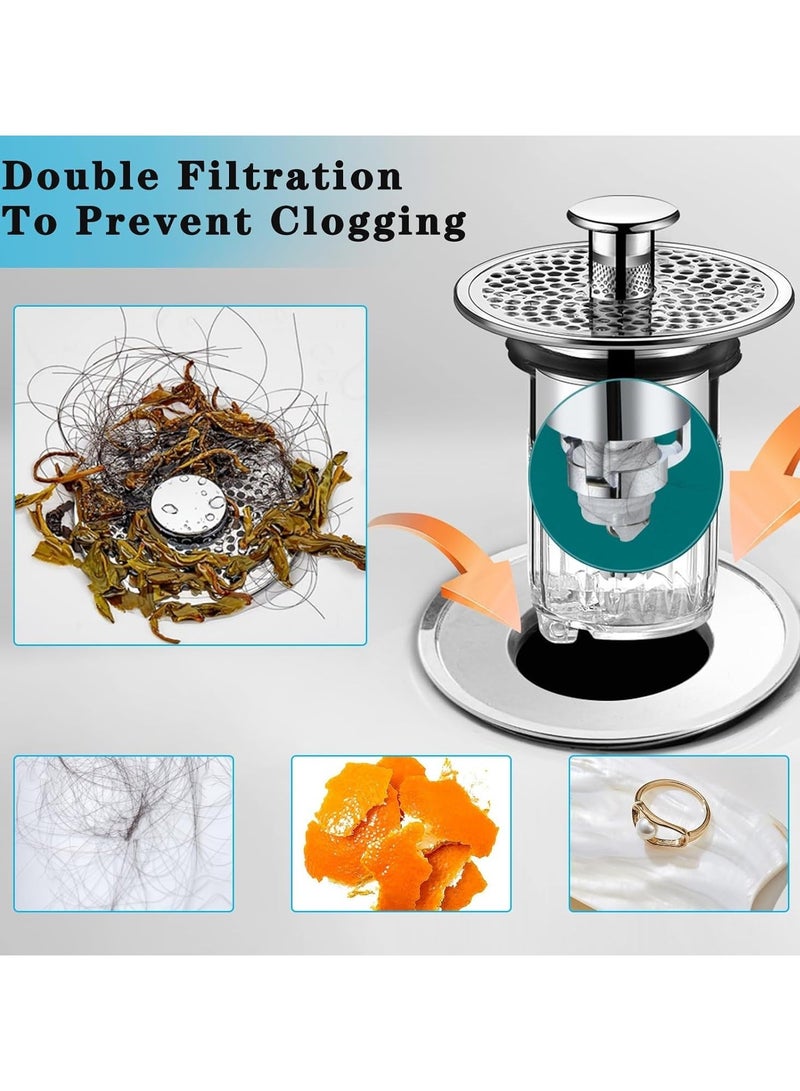 SYOSI Upgraded Sink Bath Plug, Replacement Anti-odour Kitchen Pop Up Strainer Stopper, 34-37 mm Hole Stainless Steel Drain Plug Bathroom Plugs Universal for Wash Basins - Image 5