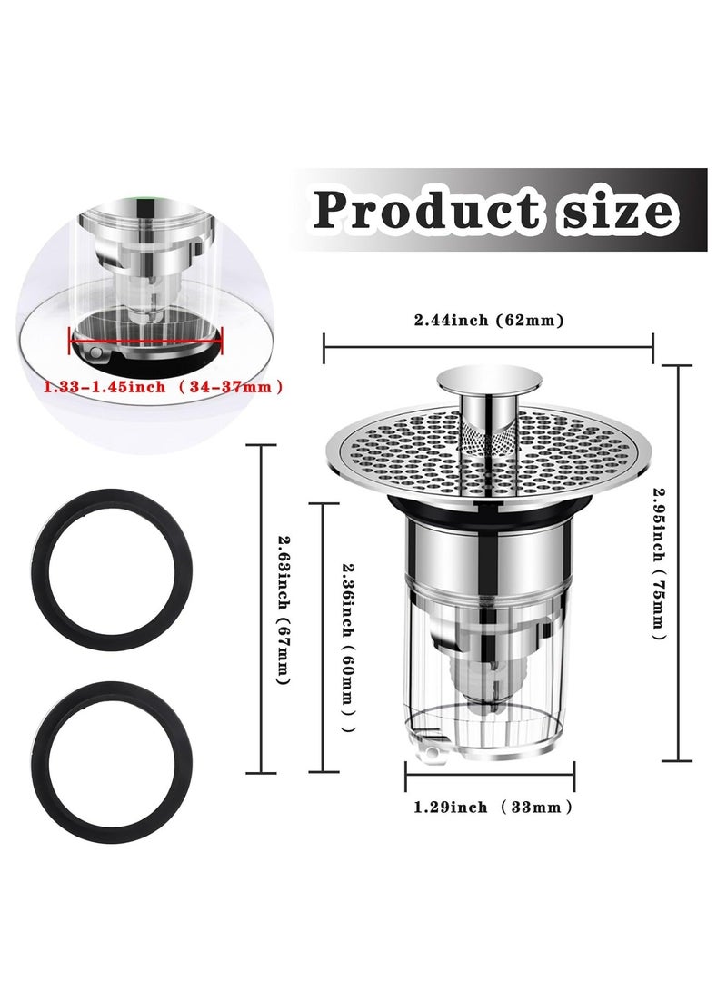 SYOSI Upgraded Sink Bath Plug, Replacement Anti-odour Kitchen Pop Up Strainer Stopper, 34-37 mm Hole Stainless Steel Drain Plug Bathroom Plugs Universal for Wash Basins - Image 4