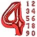 CHANGZHONG 40 Inch Red Number 4 Balloon Giant Helium Polyester Film 4th Birthday Girl Boy Self Inflating Digit Four For Anniversary Celebration Baby Shower New Year Engagement Party Decoration - Image 3