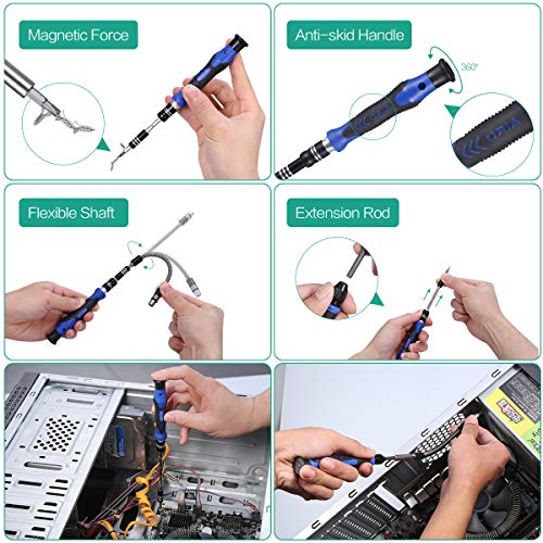 ORIA Precision Screwdriver Kit, 86 in 1 with 57 Bits Repair Tool Kit, Portable Bag for Cellphone, Game Console, Tablet and Other Devices, Blue - Image 4