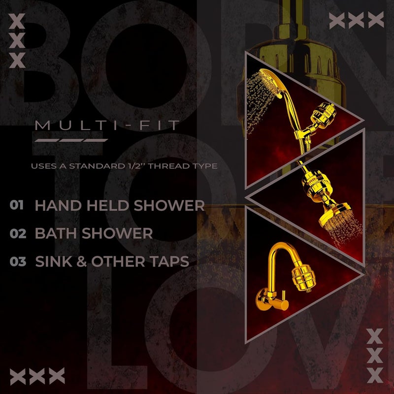 ORBON Hard Water Softener for Shower Water Softener for Bathroom Shower Filter for Bathroom Shower Filter for Bathroom With 3 in 1 Universal Adapter Teflon Tape Golden Extra Cartage - Image 4