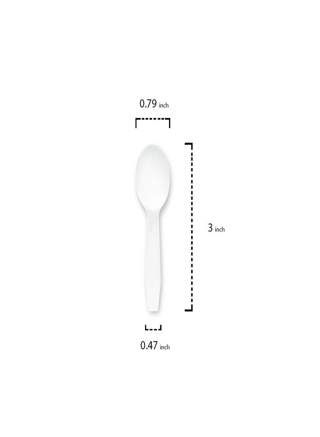 Party Essentials Plastic Disposable Gelato/Taster Spoons, 3", Pack of 200, White - Image 2