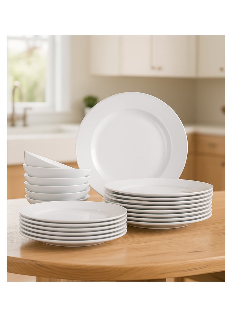 Melrich 12-Piece Opalware Dinner Set With 4X 25 Cm Dinner Plate, 4X18 Cm Desert Plate, 4 X 13 Cm Bowl, Serves 4, White - Image 1