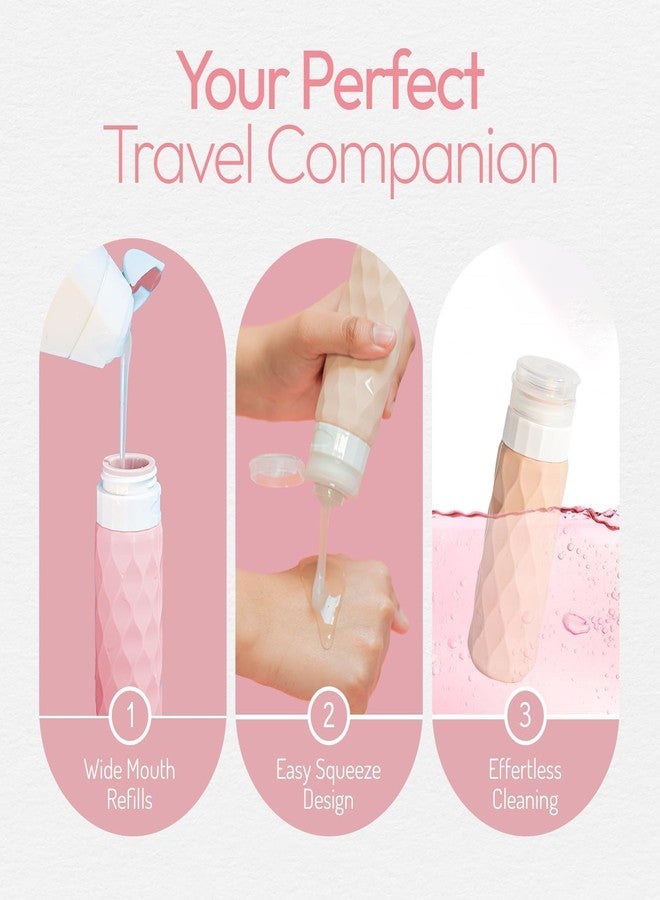 SUNNIFA Travel Bottles for Toiletries, Silicone Travel Containers for Toiletries, Leak Proof Refillable Liqus Shampoo and Conditioner Travel Essentials Toiletry Bottles (Pastel, 90ML) - Image 2