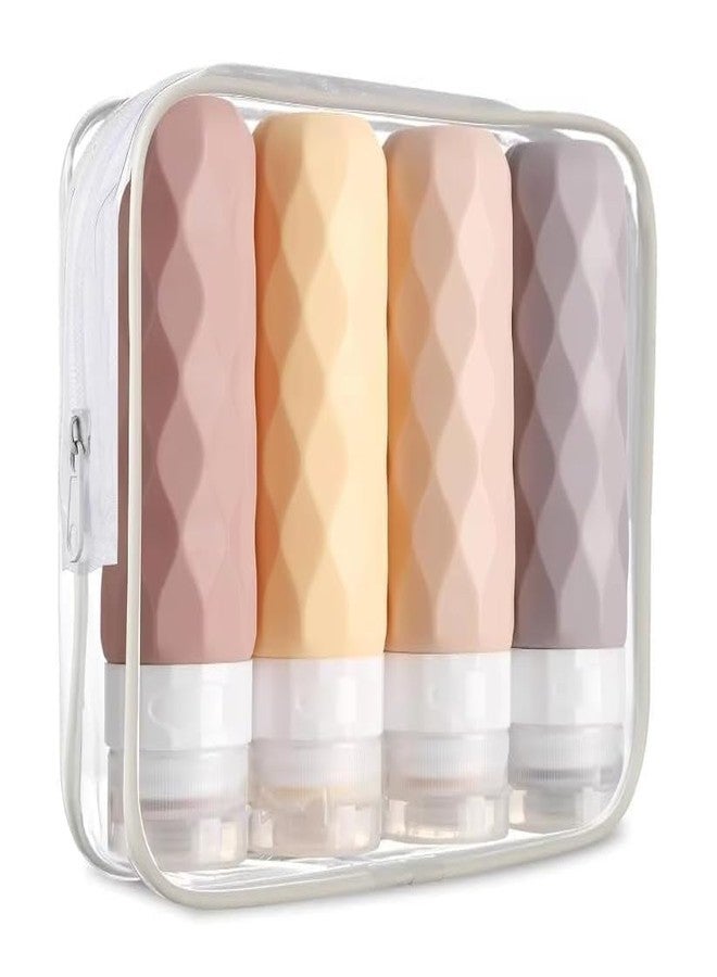 SUNNIFA Travel Bottles for Toiletries, Silicone Travel Containers for Toiletries, Leak Proof Refillable Liqus Shampoo and Conditioner Travel Essentials Toiletry Bottles (Pastel, 90ML) - Image 1