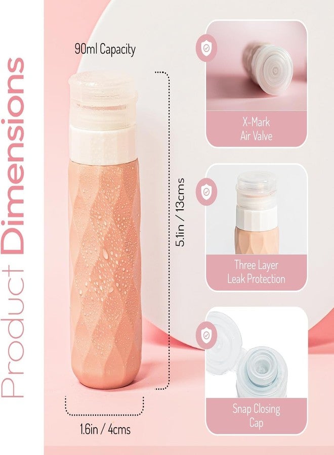SUNNIFA Travel Bottles for Toiletries, Silicone Travel Containers for Toiletries, Leak Proof Refillable Liqus Shampoo and Conditioner Travel Essentials Toiletry Bottles (Pastel, 90ML) - Image 3