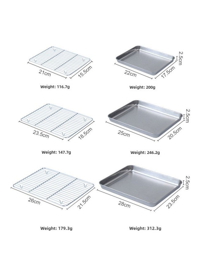 Japanese Style Flat Bottom 304 Stainless Steel Grill Net Square Dish Draining Tray Special For Oven Grilling Oil Draining Dish Plate-Specifications:25*20.5*2.5cm-Color:430 Square Plate - Image 1