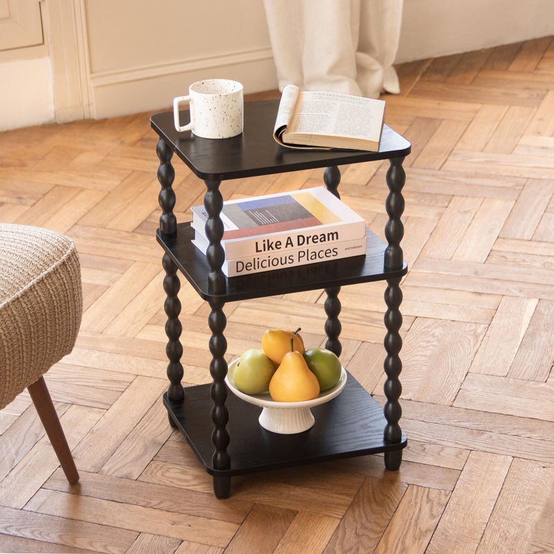 Fultyle Side Table, Small End Table with Storage Shelf, Vintage Nightstand Bedside Table for Living Room, Bedroom, Office and Small Spaces (Black) - Image 2