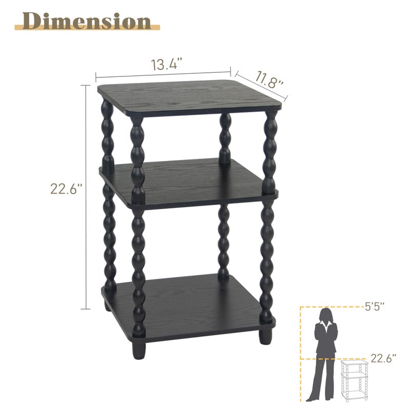 Fultyle Side Table, Small End Table with Storage Shelf, Vintage Nightstand Bedside Table for Living Room, Bedroom, Office and Small Spaces (Black) - Image 3