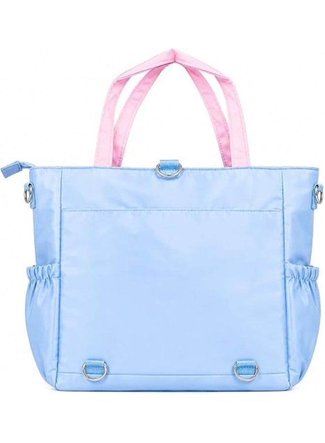 Cute Tote, Big Handbag, Multiple Pockets, Adjustable Strap, Casual, 36x30cm Sky Blue - Image 2