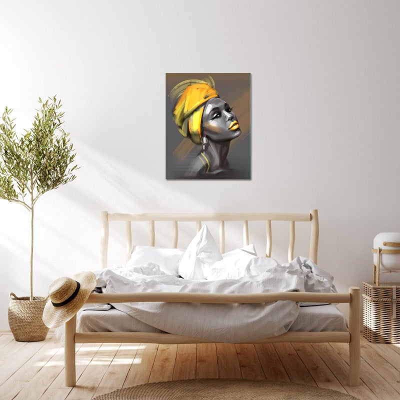 LB Framed African American Women Canvas Wall Art Black Woman Yellow Hair Beauty Abstract Painting Canvas Prints Living Room Bedroom Bathroom Home Decoration Ready to Hang,12x16 inch - Image 5