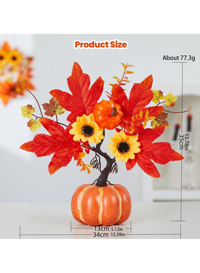 VUCATIN Halloween Pumpkin Tree Ornaments with Lights,Fall Decor, Fall Centerpieces for Tables, Fake Pumpkin Decorations, Artificial Pumpkins for Decorating, Faux Fall Decorations for Home Table Thanksgiving Halloween Indoor Outdoor Porch Bathroom - Image 5