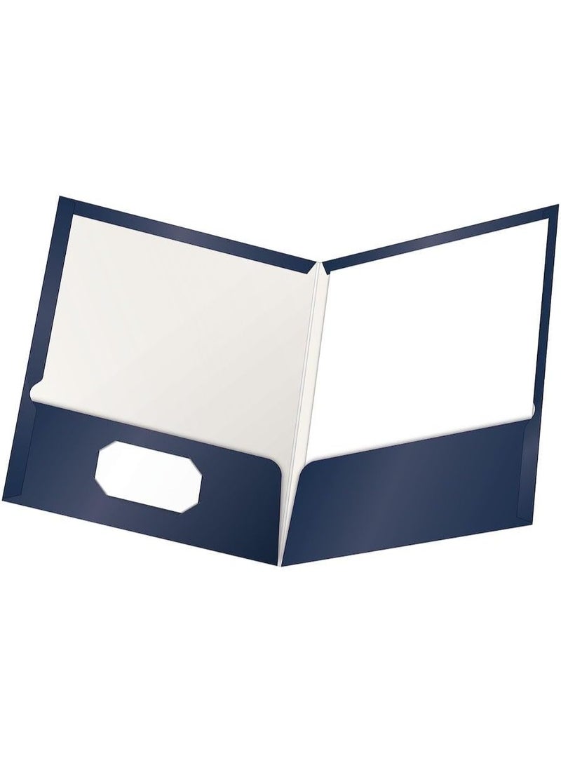 Oxford Oxford Laminated Twin-Pocket Folders, Letter Size, Navy, Holds 100 Sheets, Box of 25 (51743) - Image 1