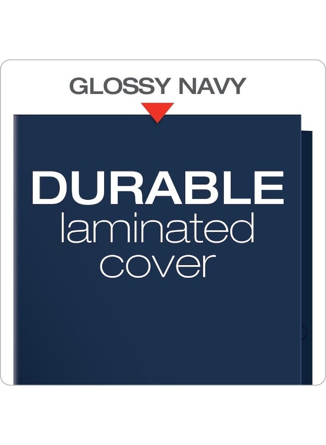 Oxford Oxford Laminated Twin-Pocket Folders, Letter Size, Navy, Holds 100 Sheets, Box of 25 (51743) - Image 3