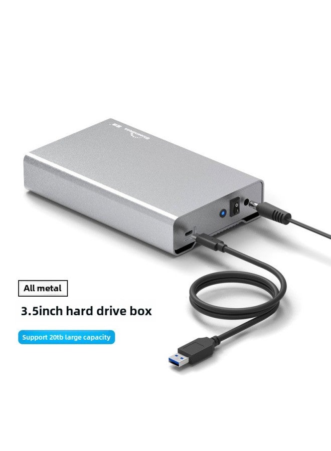 All Metal 3.5 Inch Hard Disk Box Typec/usb3.0 External Mechanical Sata Desktop 20T Mobile Hard Disk Box-Color:Usb3.0 (european Power Supply) - Image 1