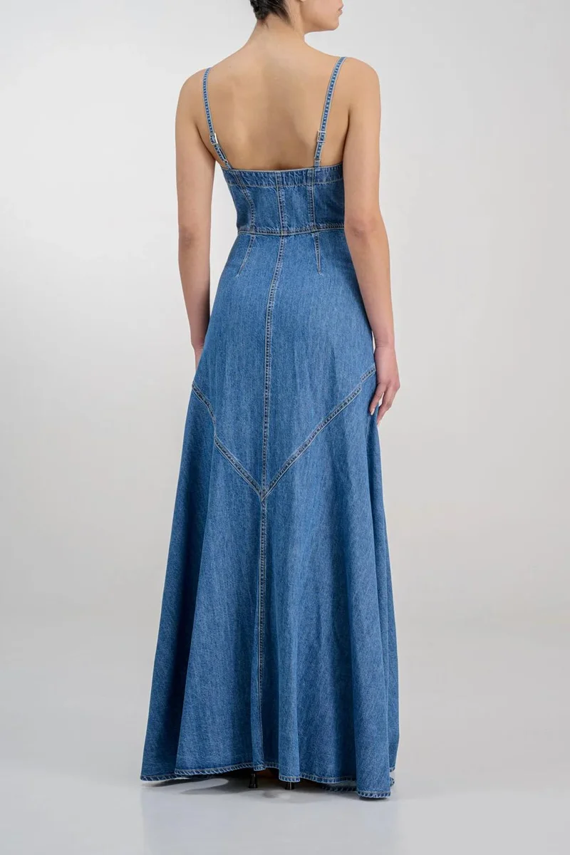 Ag Jeans Strap Maxi Medium-Wash Denim Dress