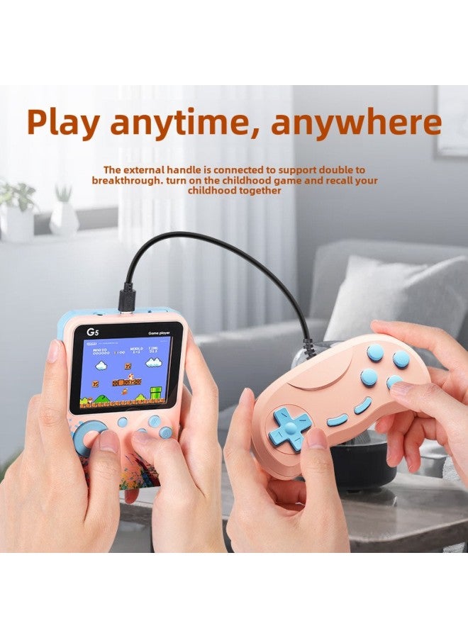 G5 Macaron Handheld Game Machine 500 Classic Game Doubles Retro Toy Nostalgic Handheld Arcade-Model:G5 Doubles-lotus Pink  - Image 3