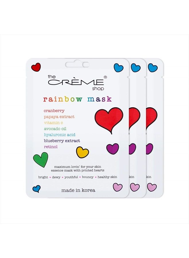 The Crème Shop Korean Skincare Rainbow Face Sheet Mask for Bright, Dewy, Youthful, Bouncy, Healthy Skin - 3 Pack - Image 1
