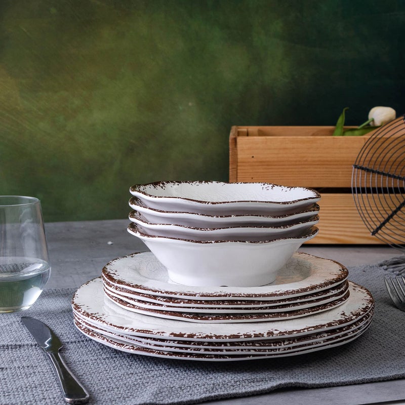 LEHAHA 6 Piece White Dinner Plate Set, 11â€ Durable Melamine Plates, 6 Piece Camper RV Dishes Set for Formal and casual dining, Lightweight and Chip Resistant, Dishwasher Safe - Image 5