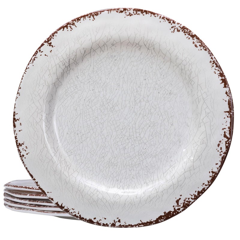 LEHAHA 6 Piece White Dinner Plate Set, 11â€ Durable Melamine Plates, 6 Piece Camper RV Dishes Set for Formal and casual dining, Lightweight and Chip Resistant, Dishwasher Safe - Image 1