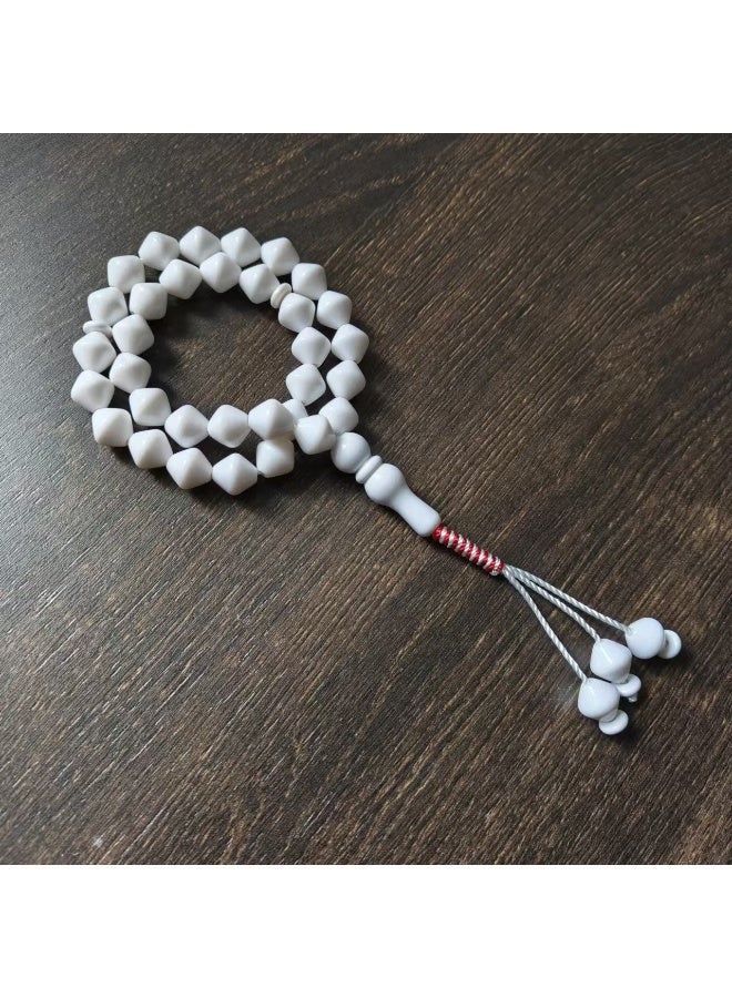 NIBEMINENT 33 Muslim Prayer Beads White/12mm