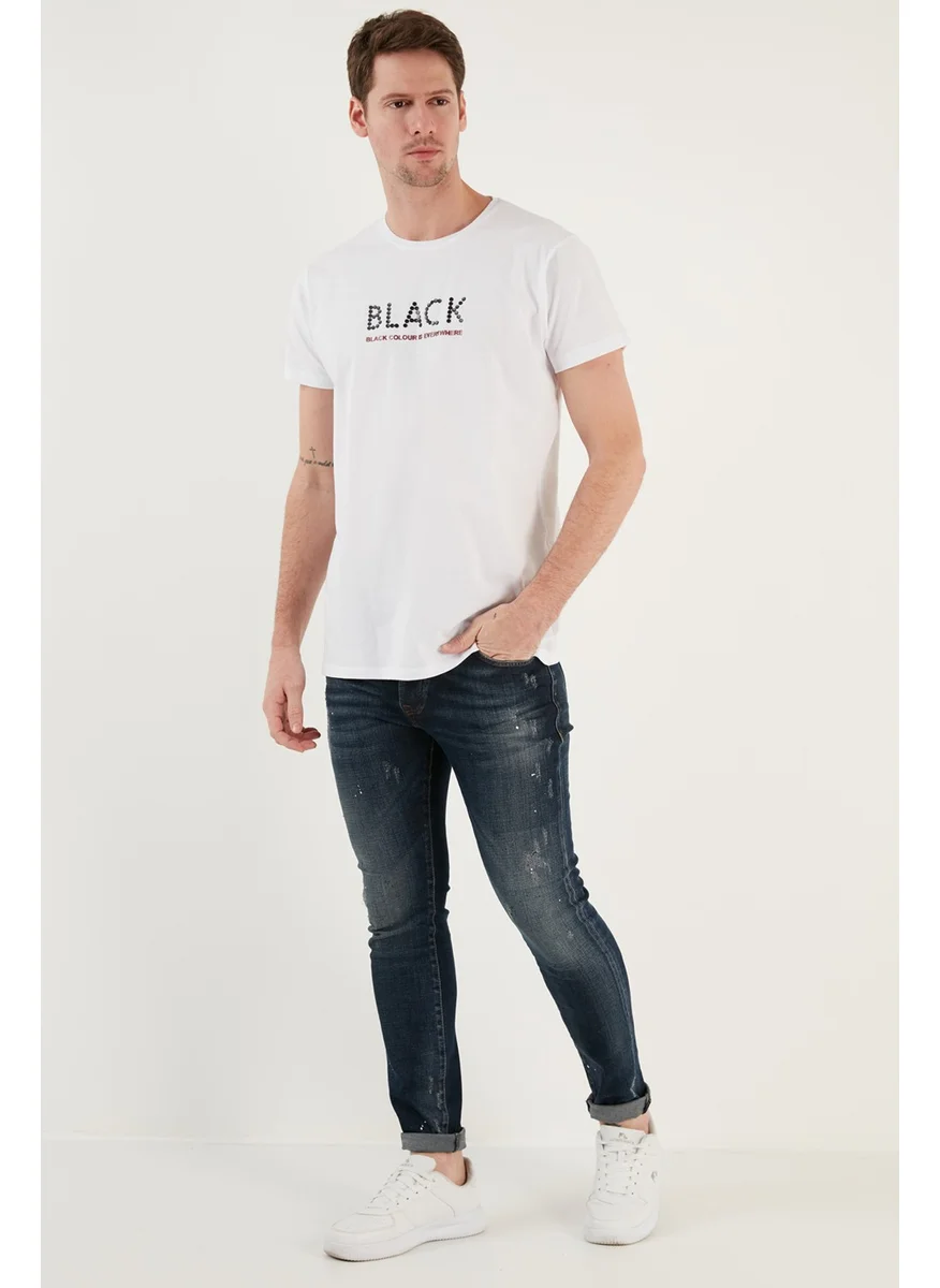 Buratti Cotton Printed Slim Fit Crew Neck T Shirt Men's T Shirt 541BLACKCOLOUR