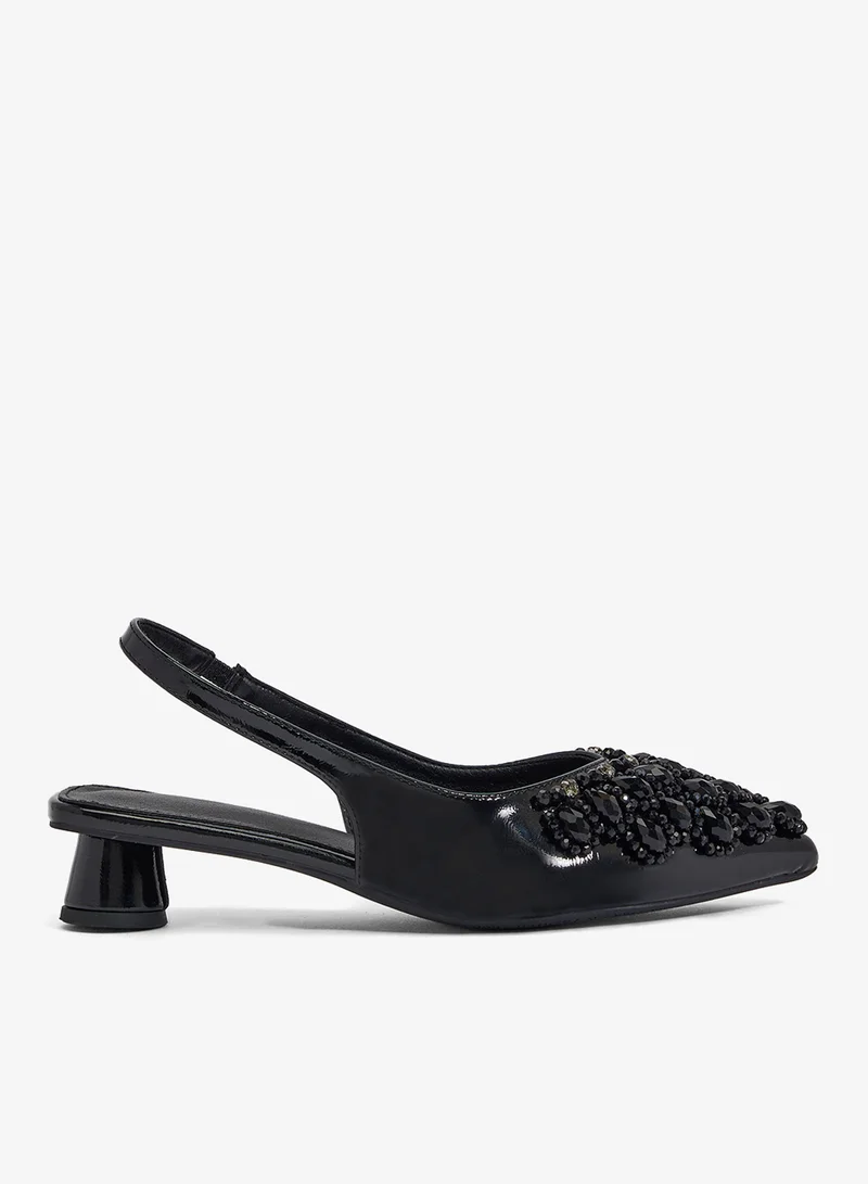 Embellished Detail Mid Heel Pumps