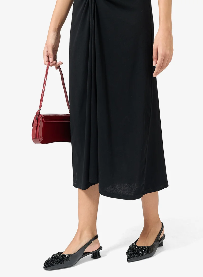 Khizana Black Embellished Detail Mid Heel Pumps for Women | Best Price UAE