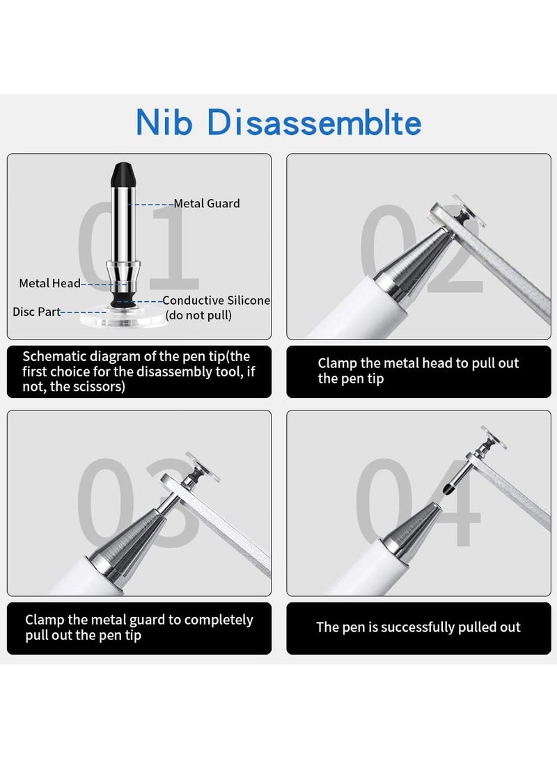 Stylus for iPad, Stylus Magnetic Disc Universal Stylus Pens Touch Screens for Apple/iPhone/iPad pro/Mini/Air/Android/Microsoft/Surface All Capacitive Touch Screens - White - Image 5