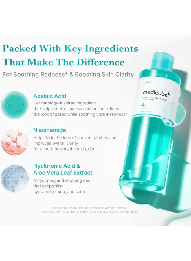 Medicube Azelaic Acid Niacinamide Clarifying Toner 4% Azelaic Acid 2% Niacinamide Soothing Daily Toner 250ml - Image 4