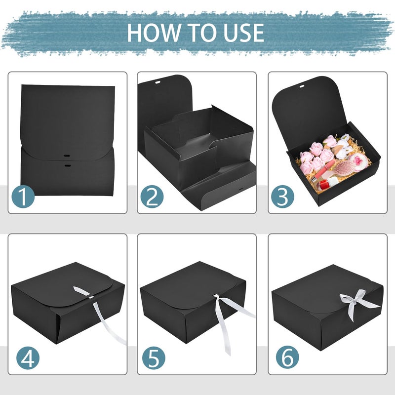 WLUSEAXI 15Pack Gift Boxes with Lids for Presents, 10x8x4 Inch Groomsmen Proposal Box, Black Gift Box with Ribbon for Bride Shower, Birthday, Wedding, Party, Graduation Gift - Image 5