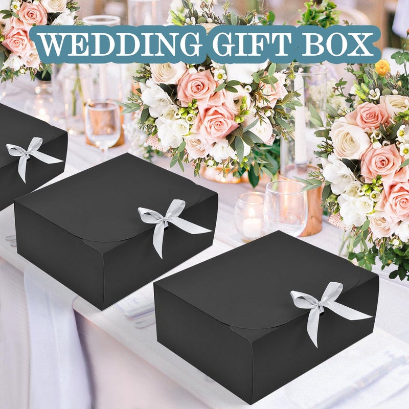 WLUSEAXI 15Pack Gift Boxes with Lids for Presents, 10x8x4 Inch Groomsmen Proposal Box, Black Gift Box with Ribbon for Bride Shower, Birthday, Wedding, Party, Graduation Gift - Image 4