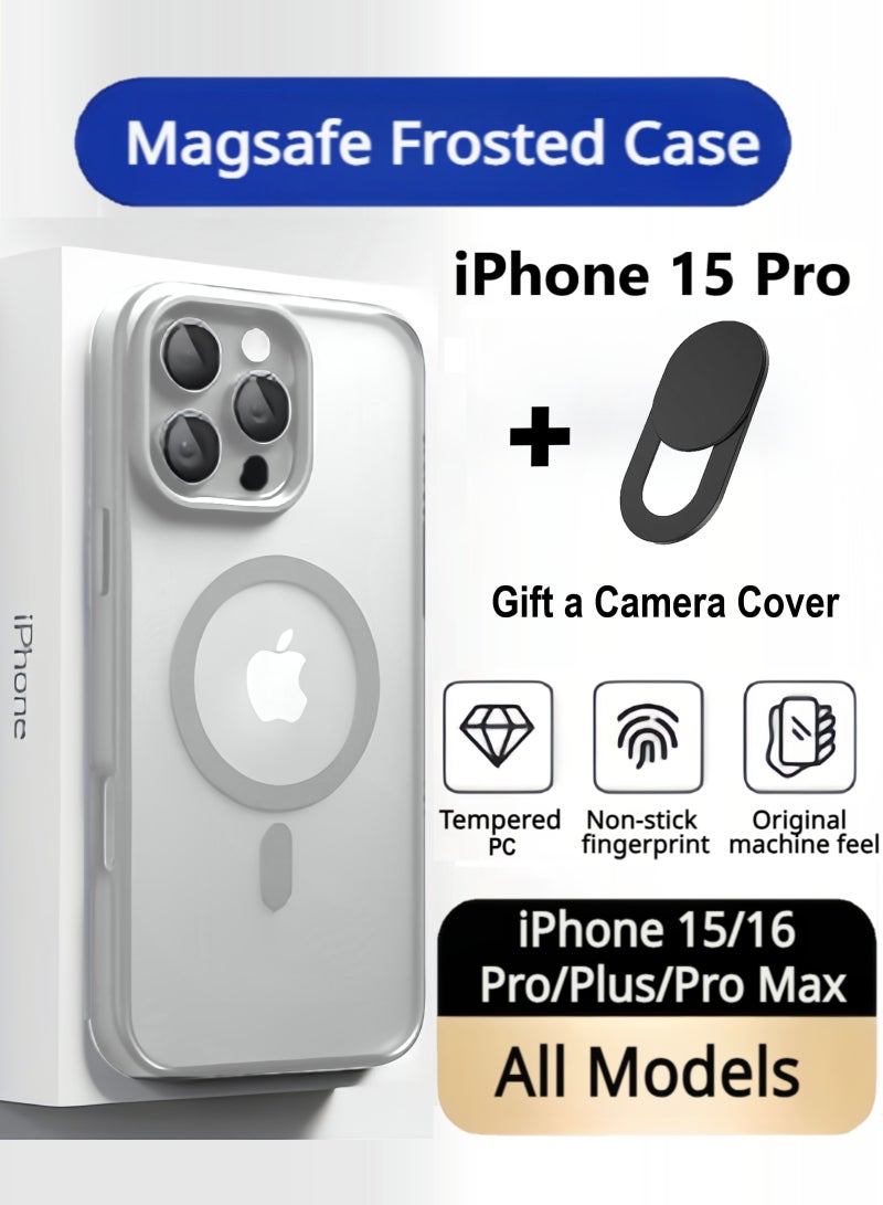 iPhone 15 Pro Case Magsafe Frosted Case With a Camera Cover,Anti Fingerprint Case,Compatible With Ugreen Car Holder,Anker Car Holder,Ugreen Magsafe,Anker Magsafe,Apple Magsafe Wallet,Card Holder For iPhone Case - Image 1