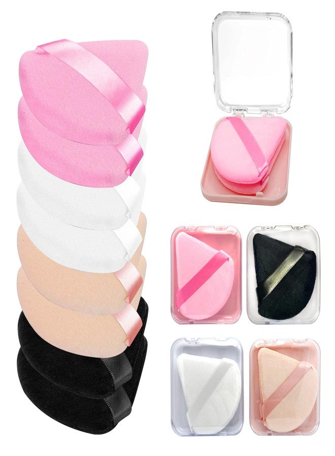 ZZJKeep 8 Pieces Triangle Powder Puff with 4 Travel Cases, Triangle Makeup Puff, Reusable Velour Makeup Sponge Blending Puff for Loose Powder and Foundation, Beauty Makeup Tools (4 colors) - Image 1