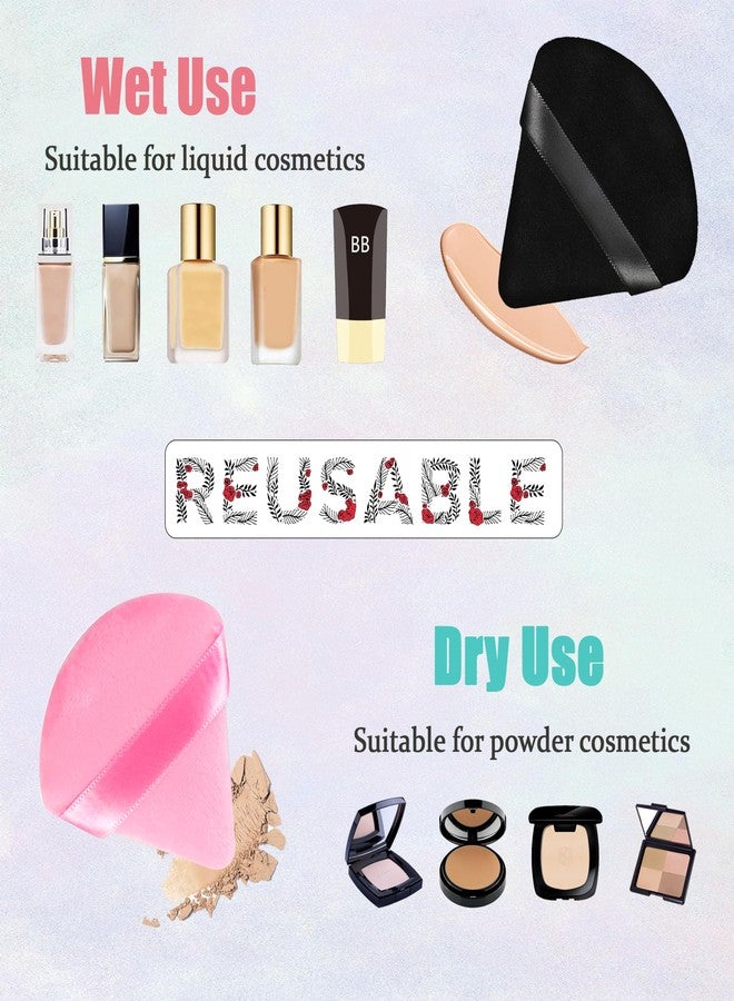 ZZJKeep 8 Pieces Triangle Powder Puff with 4 Travel Cases, Triangle Makeup Puff, Reusable Velour Makeup Sponge Blending Puff for Loose Powder and Foundation, Beauty Makeup Tools (4 colors) - Image 3