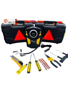 SHEZA STAR Digital Tyre Inflator Air Compressor, Portable Car Tyre Pump with 3 Nozzle and LED Light, 12V DC Electric Tyre Pump 100PSI Auto Pump for Car, Bicycle, Motorcycle, Ball  - Image 1