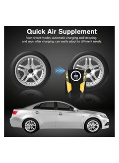 SHEZA STAR Digital Tyre Inflator Air Compressor, Portable Car Tyre Pump with 3 Nozzle and LED Light, 12V DC Electric Tyre Pump 100PSI Auto Pump for Car, Bicycle, Motorcycle, Ball  - Image 4