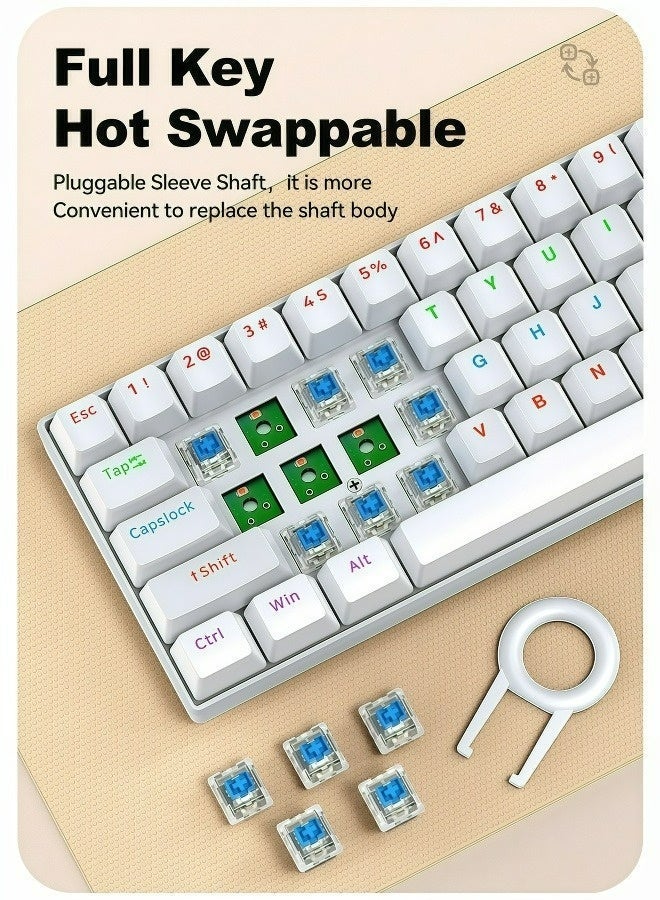 T-WOLF Keyboard mechanical keyboard blue switch RGB keyboard small keyboard Type-C key cable separation full key hot swappable wired gaming keyboard, suitable for PC/Mac e-sports gamers, business travel portable white keyboard - Image 3