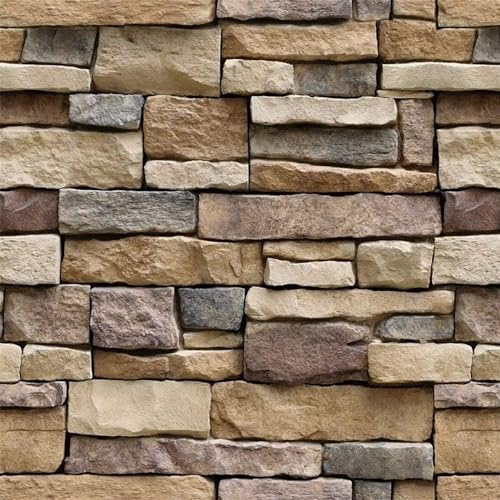 Abyssaly Stone Wallpaper Brick Wallpaper Peel and Stick Stone Backsplash Self-Adhesive Removable Vinyl Wraps Grey Faux Brick Shelf Paper 17.71" X 393.7" Home Decorations Contact Paper - Image 1