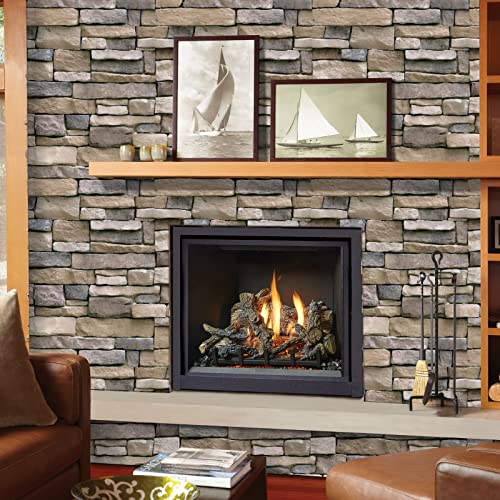 Abyssaly Stone Wallpaper Brick Wallpaper Peel and Stick Stone Backsplash Self-Adhesive Removable Vinyl Wraps Grey Faux Brick Shelf Paper 17.71" X 393.7" Home Decorations Contact Paper - Image 3