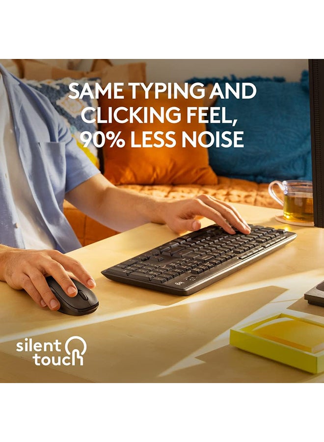 Logitech MK295 Silent Wireless Mouse & Keyboard Combo with SilentTouch Technology, Full Numpad, Advanced Optical Tracking, Lag-Free Wireless, 90% Less Noise, EN Keyboard - Graphite - Image 2