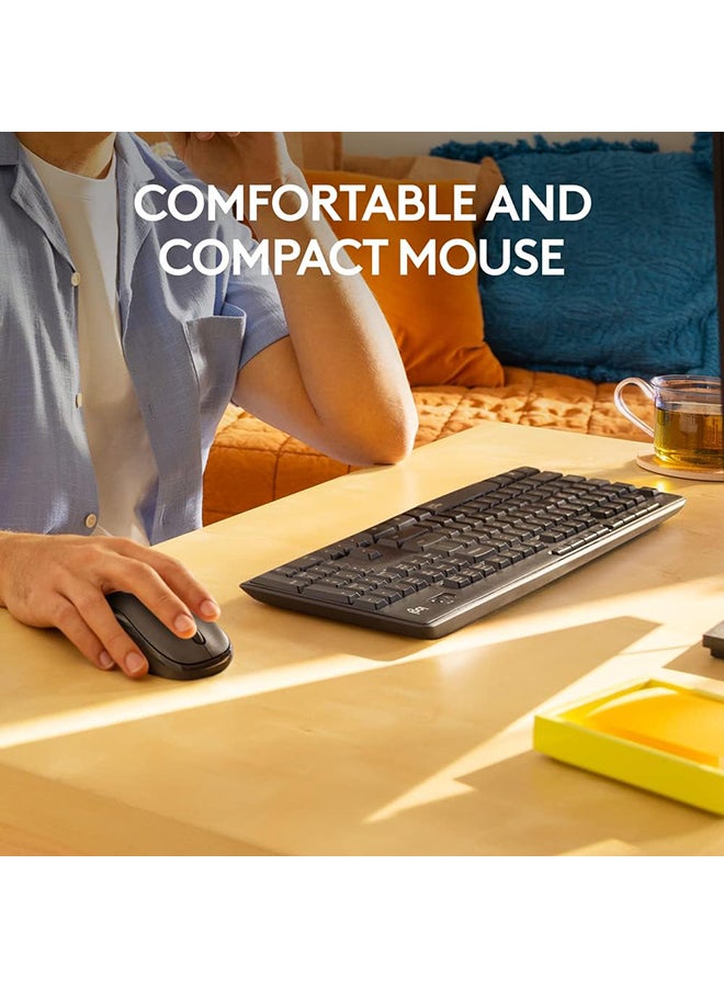 Logitech MK295 Silent Wireless Mouse & Keyboard Combo with SilentTouch Technology, Full Numpad, Advanced Optical Tracking, Lag-Free Wireless, 90% Less Noise, EN Keyboard - Graphite - Image 4