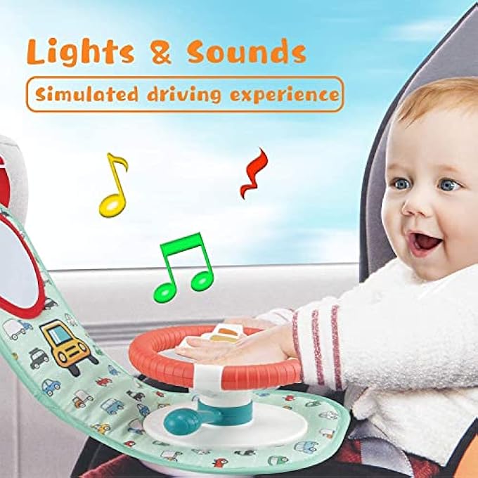 BABY CAR SEAT TOYS WITH MIRROR, STEERING WHEEL, MUSIC LIGHTS, DRIVING SOUNDS & ROLE PLAY GAME - Image 4
