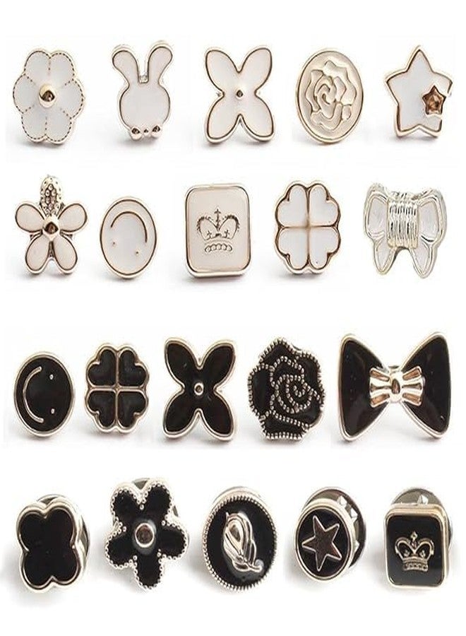 Funspark Shirt Brooch Buttons for Women | No-Sew Button Pins for Shirts & Jeans | Instant Waist Tightener Safety Pins Blouses, Pants & Dresses (20 Pcs Brooch Buttons) - Image 1