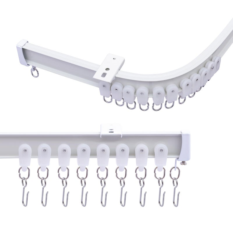 MaKefeile Ceiling Curtains Track System Flexible Bendable Curtain Tracks for Ceiling Mount Heavy Duty Aluminum Sliding Room Divider Track Rail with Hooks for Living Room RV Office White 9ft - Image 2