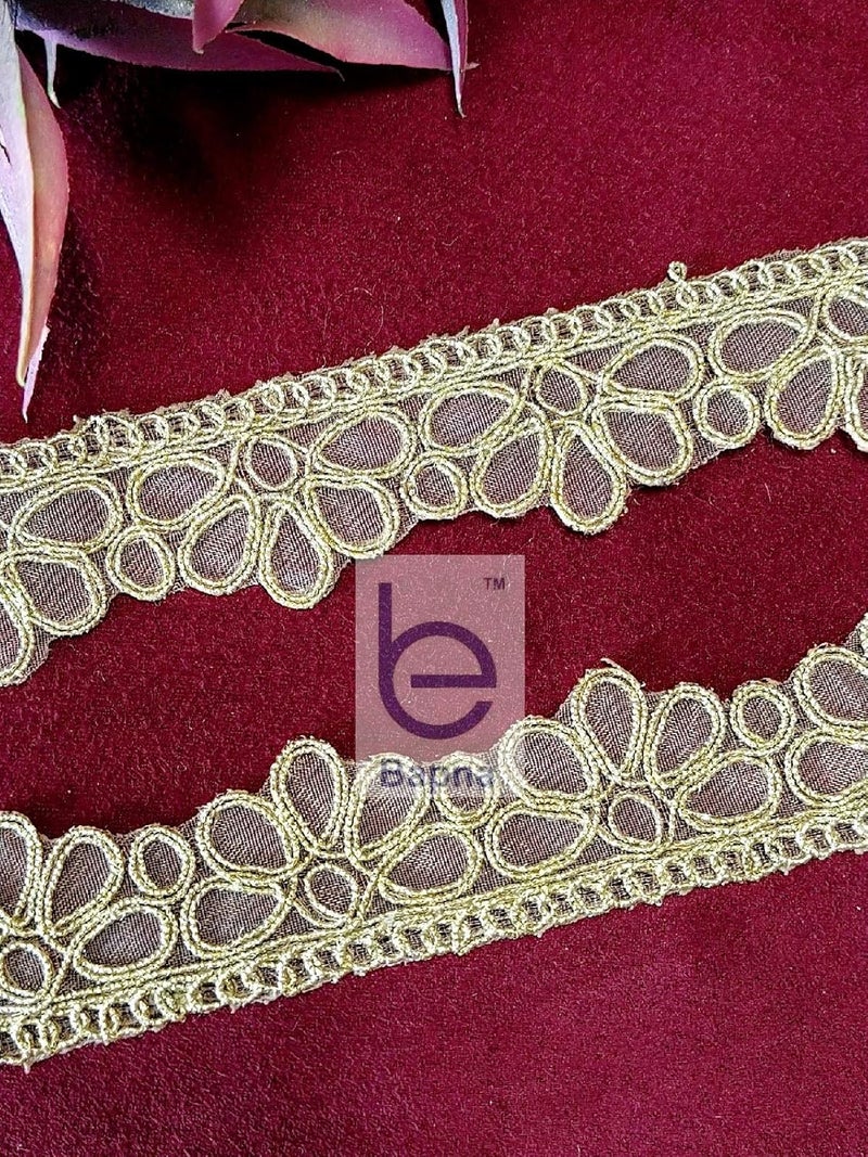 Bapna 5 Yard Golden Embroidery Lace Ribbon Fabric for Decor and Sewing Bridal Party DIY Clothing/Accessories Saree Dupatta Skirt Home Furnishings Craft - Image 3